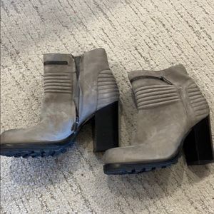 Jeffrey Campbell dk gray suede heeled ankle boots